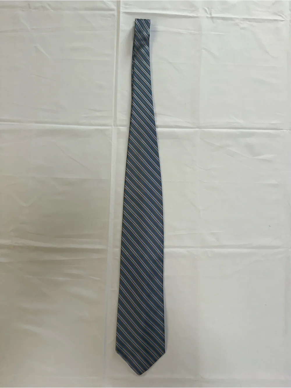 100% Silk Dion Classic Blue Striped Men's Tie - Sleek Professional Style
